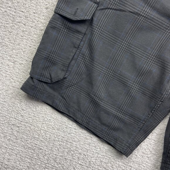 Oneill Board Shorts Mens 34 Grey / Blue Plaid Relaxed Skater Cargo Beach - Picture 4 of 12